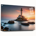 Acrylic glass wall art featuring a side view of a lighthouse design, showcasing vibrant colors and intricate details, ideal for coastal-themed decor.