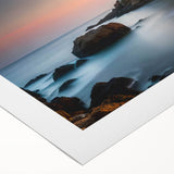 Lighthouse wall art collection on rolled canvas, showcasing a serene coastal landscape with vibrant blues and soft whites, perfect for home decor enhancement.