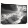 Acrylic wall art collection featuring a vibrant landscape design of a lighthouse, presented in a sleek side view with decorative pins, ideal for home decor enthusiasts.