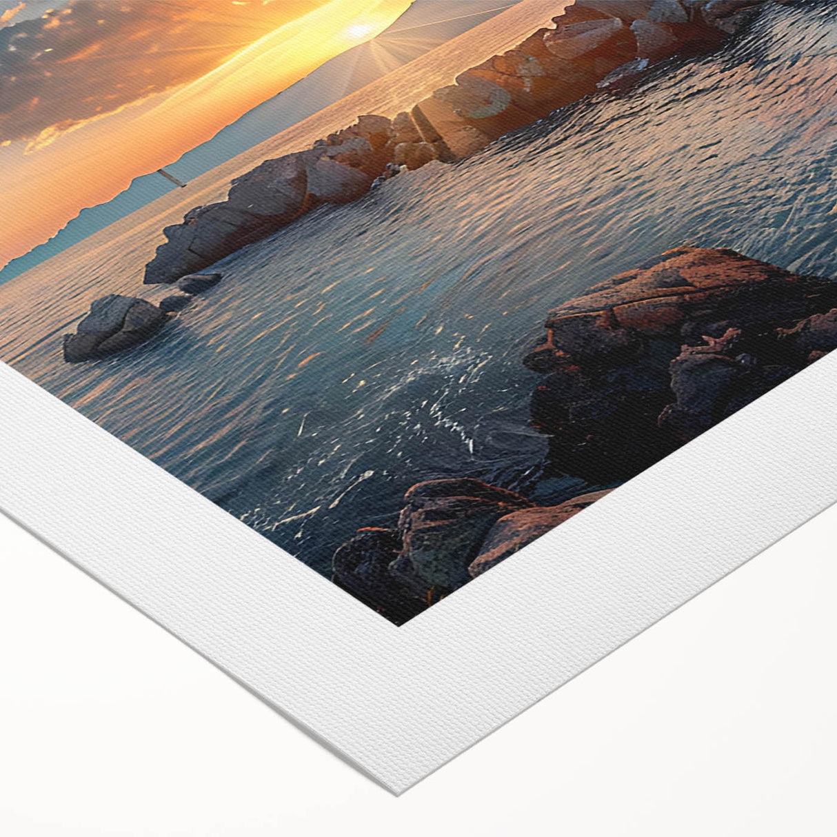 Lighthouse-themed rolled canvas wall art showcasing a serene coastal landscape with vibrant blues and greens, ideal for enhancing home decor aesthetics.