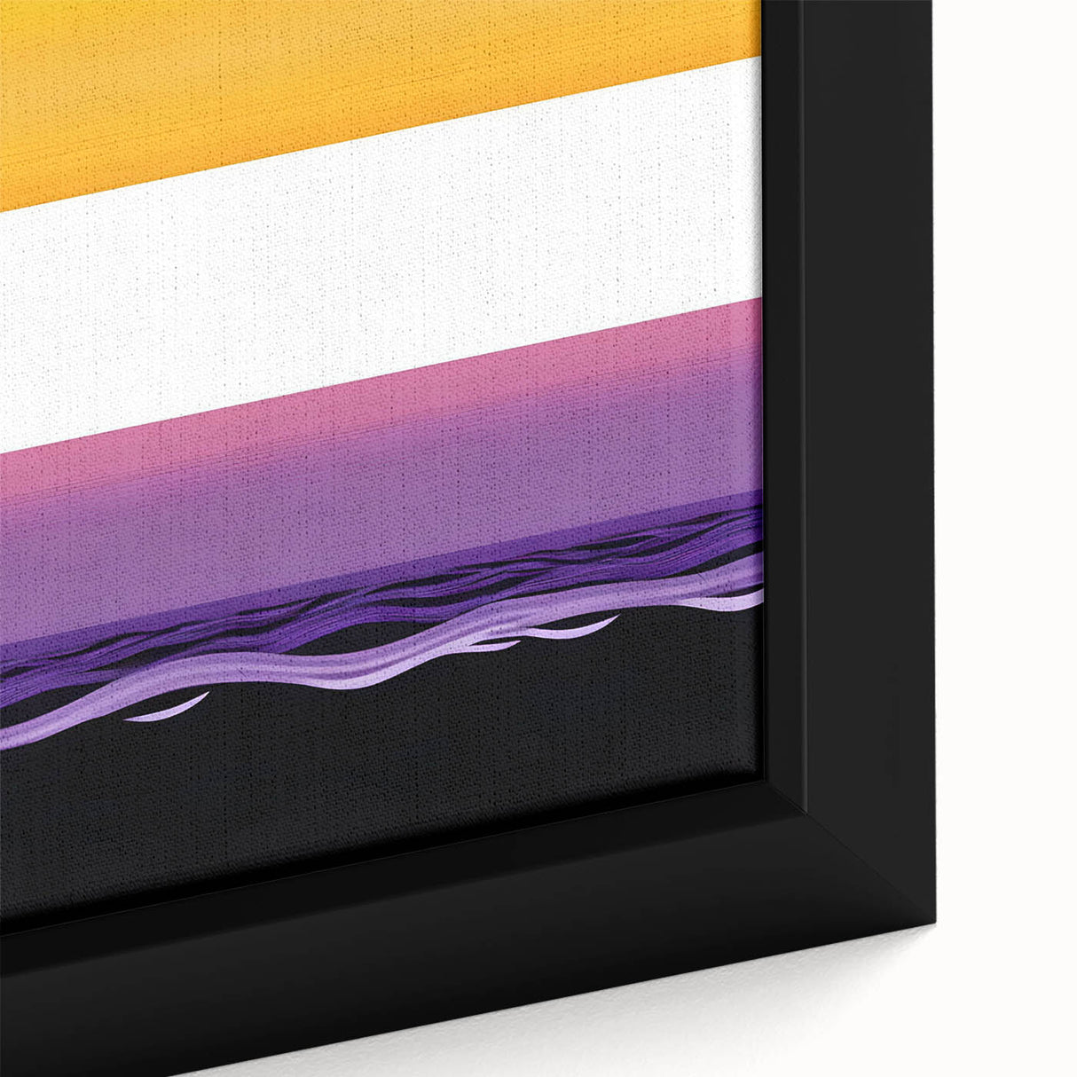 Close-up of framed wall art featuring a serene lighthouse landscape design, showcasing vibrant blues and greens with intricate details, perfect for coastal decor.
