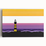 Stretched canvas wall art depicting a serene lighthouse landscape, featuring vibrant colors and intricate details, perfect for coastal-themed decor.