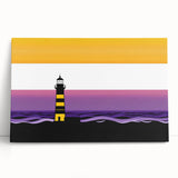 Stretched canvas wall art showcasing a serene lighthouse landscape design, featuring vibrant colors and intricate details, perfect for coastal-themed decor.