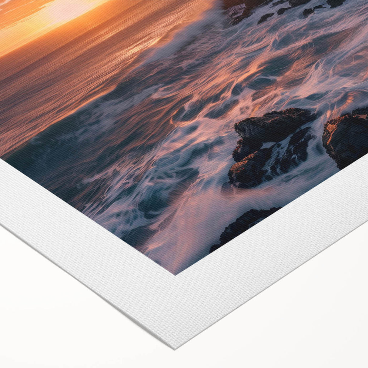 Rolled canvas wall art showcasing a serene lighthouse landscape design with vibrant colors, ideal for coastal-themed decor; packaged securely in a cardboard tube.