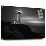 Acrylic glass wall art featuring a side view of a lighthouse design, showcasing vibrant colors and intricate details, ideal for coastal-themed home decor.