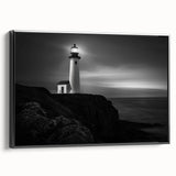 Framed canvas wall art featuring a stunning lighthouse design in a serene coastal landscape, showcasing vibrant colors and intricate details, perfect for home decor.
