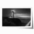 Lighthouse design wall art print showcasing vibrant coastal colors, rolled and ready for display, perfect for nautical-themed home decor.