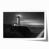 Lighthouse design wall art print showcasing vibrant coastal colors, rolled and ready for display, perfect for nautical-themed home decor.