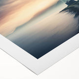 Coastal landscape wall art featuring a lighthouse illuminated by a sunset, printed on rolled canvas to enhance nautical-themed home decor. Ideal for beach lovers.