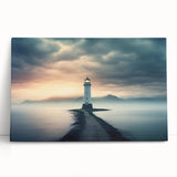 Stretched canvas wall art featuring a serene lighthouse design, showcasing vibrant colors and intricate details, perfect for coastal-themed home decor.
