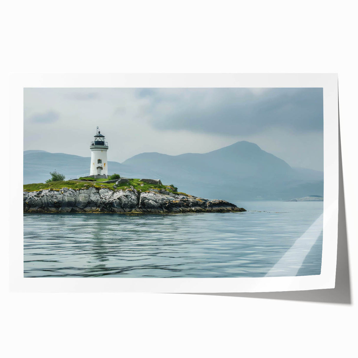 Lighthouse landscape wall art print showcasing a vibrant coastal scene with a dramatic sky, perfect for home decor enthusiasts seeking nautical themes.