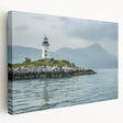 Stretched canvas wall art showcasing a picturesque lighthouse design, featuring vibrant coastal colors and intricate details, perfect for enhancing home decor with a nautical theme.