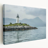 Stretched canvas wall art showcasing a picturesque lighthouse design, featuring vibrant coastal colors and intricate details, perfect for enhancing home decor with a nautical theme.