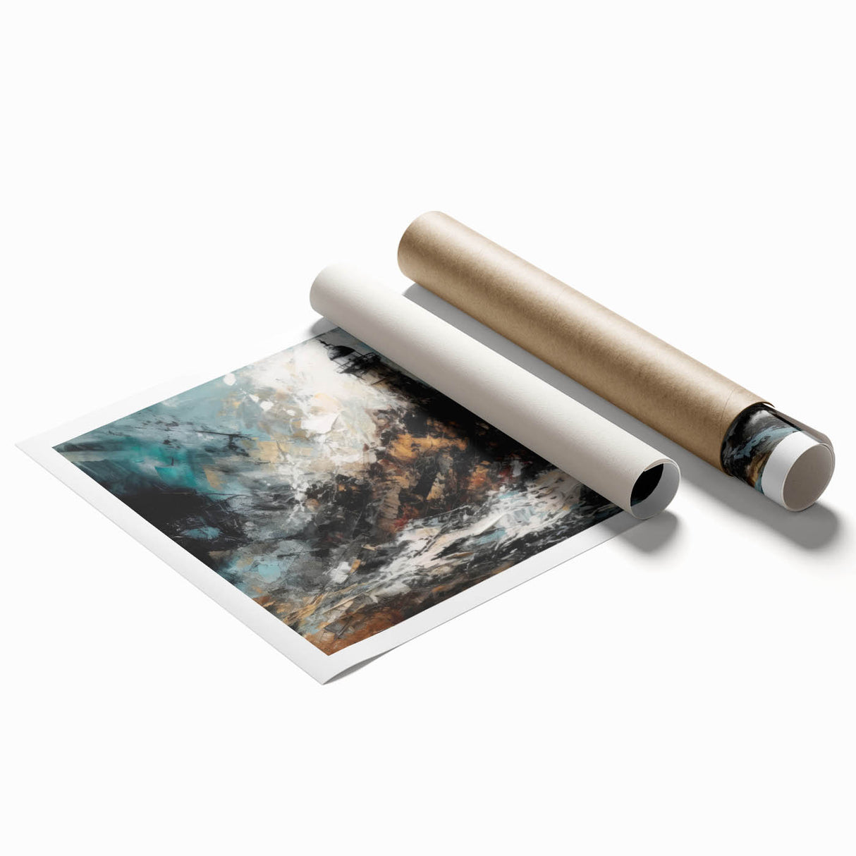 Lighthouse wall art print showcasing a serene coastal landscape in vibrant colors, rolled and packaged for easy display. Perfect for nautical-themed decor.