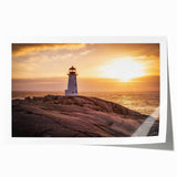 Lighthouse wall art print showcasing a vibrant coastal scene with a striking lighthouse, waves crashing on rocky shores, perfect for nautical-themed decor.