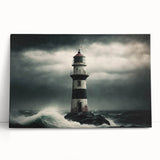 Stretched canvas wall art featuring a vibrant lighthouse design against a serene landscape, ideal for coastal decor. Perfect for brightening living spaces.