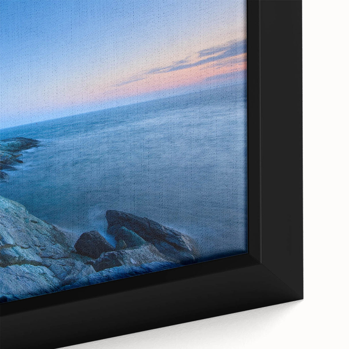Framed canvas wall art featuring a serene lighthouse landscape design, showcasing vibrant colors and intricate details, perfect for coastal home decor.