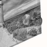 Close-up of a vibrant lighthouse landscape wall art design, featuring acrylic glass finish, highlighting rich colors and intricate details ideal for coastal decor.