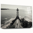 Acrylic glass wall art collection featuring a side view of a lighthouse design, showcasing vibrant colors and intricate details, perfect for coastal home decor.