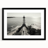 Black-framed wall art collection featuring a vibrant lighthouse landscape design, showcasing rich colors and intricate details, perfect for home decor enhancement.