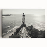 Vibrant wall art collection featuring a scenic lighthouse design on stretched canvas, showcasing a tranquil coastal landscape with vivid colors, ideal for home decor.