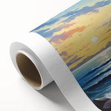 Vibrant rolled canvas wall art showcasing a scenic lighthouse design against a dramatic sunset, perfect for enhancing coastal-themed decor.