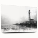 Acrylic glass wall art collection featuring a scenic lighthouse design, showcased from a side view. The vibrant colors and intricate details enhance any coastal-themed decor. Perfect for home or office spaces, this artwork adds a touch of tranquility.