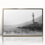 Framed wall art collection showcasing a coastal lighthouse design with a gold acrylic front, perfect for enhancing modern home decor with a touch of nautical elegance.