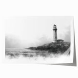 Vibrant rolled wall art print showcasing a scenic lighthouse landscape design, featuring rich colors and intricate details, ideal for home decor enhancement.
