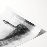 Vibrant rolled print of a coastal lighthouse landscape, showcasing vivid colors and intricate details, perfect for enhancing home decor with a nautical theme.