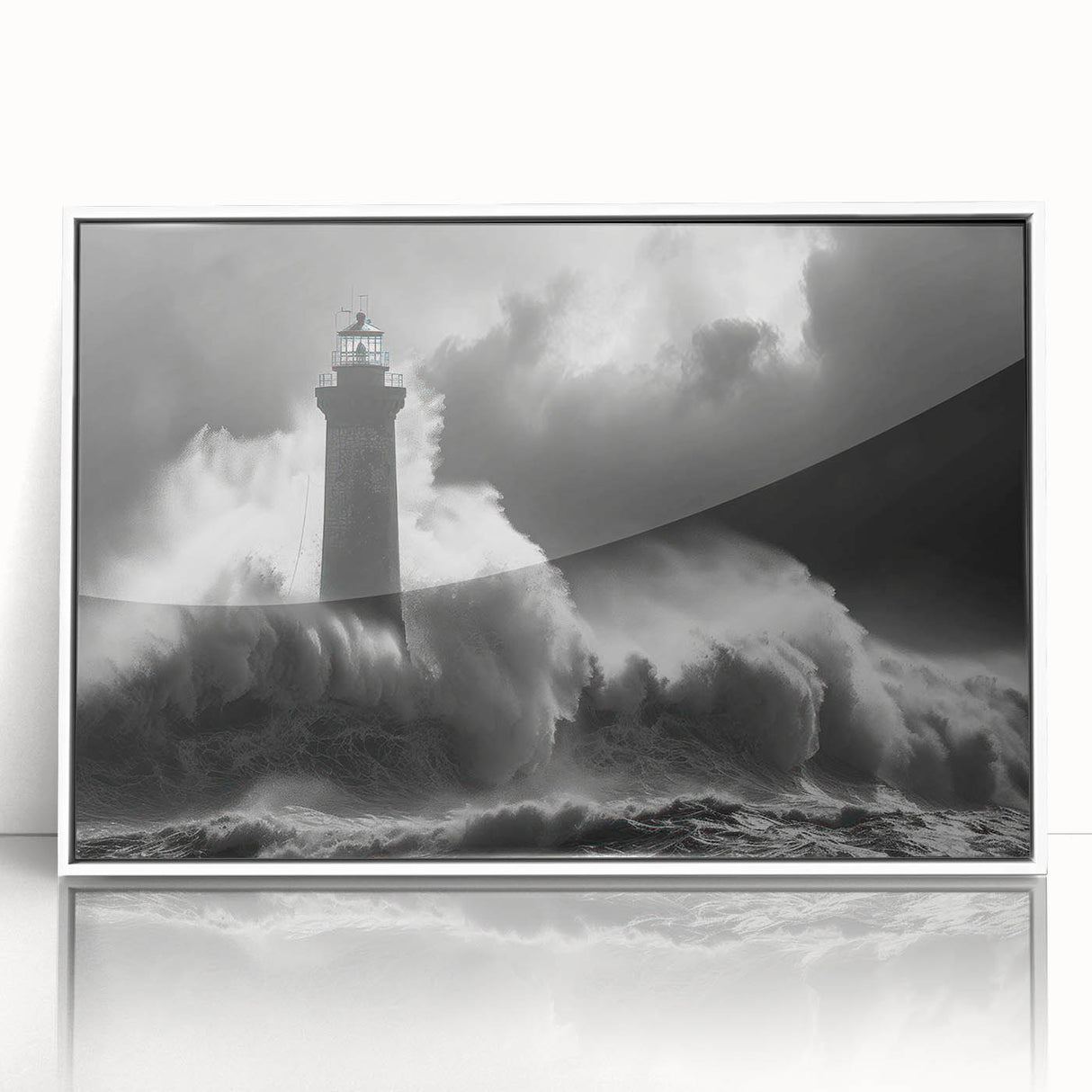 Framed wall art collection featuring a coastal landscape with a lighthouse, designed in an elegant acrylic finish, showcasing vibrant colors and serene ocean views. Perfect for home decor enthusiasts seeking nautical themes.