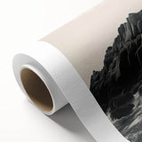 Vibrant rolled canvas showcasing a serene coastal landscape with a lighthouse, featuring soft blue skies and lush green cliffs, ideal for home decor.