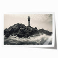 Scenic wall art print featuring a coastal lighthouse surrounded by vibrant landscapes, showcasing rich colors and intricate details, ideal for home decor.