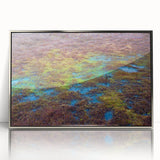 Framed wall art featuring a serene landscape of a marsh and swamp, showcasing vibrant greens and reflective water, perfect for nature enthusiasts and home decor accents.