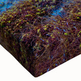 Close-up of a vibrant stretched canvas showcasing a marshland and swamp landscape design, featuring rich greens and earthy tones, ideal for nature-themed decor.