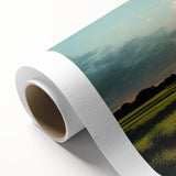 Vibrant rolled canvas artwork depicting a serene marsh landscape with lush greenery and tranquil waters, ideal for nature-inspired home decor.