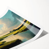 Vibrant rolled print showcasing a serene marsh landscape with lush greenery and reflective water, perfect for enhancing home decor and bringing nature indoors.