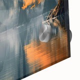 Close-up of a vibrant acrylic glass wall art piece featuring a serene marsh landscape with lush greenery and reflections, perfect for nature-inspired decor.