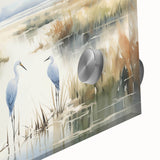 Close-up of a vibrant acrylic glass wall art piece depicting a serene marsh landscape with lush greenery, perfect for enhancing modern home decor.