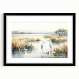 Framed wall art collection featuring a serene marsh landscape design with a black frame and mat, ideal for enhancing home decor with nature-inspired aesthetics.