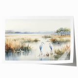 Vibrant rolled print showcasing a serene marsh and swamp landscape design, perfect for home decor, highlighting lush greenery and tranquil water reflections.