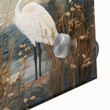 Close-up of a vibrant acrylic glass wall art piece showcasing a serene marsh landscape with lush greenery and tranquil water, perfect for nature lovers' decor.