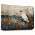 Acrylic glass wall art showcasing a serene landscape of a marsh and swamp, featuring vibrant greens and soft blues, perfect for nature lovers' home decor.