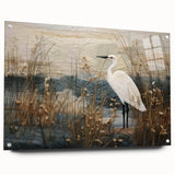 Acrylic glass wall art showcasing a serene landscape of a marsh and swamp, featuring vibrant greens and soft blues, perfect for nature lovers' home decor.