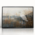 Framed acrylic wall art featuring a serene marsh landscape design with lush greenery and calm water, set in a sleek black frame, perfect for home decor.