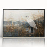 Framed wall art showcasing a vibrant landscape of a marshy swamp, featuring rich greens and reflective water, designed for modern home decor.