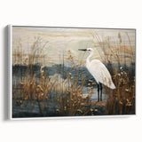 Framed canvas wall art showcasing a serene marsh landscape with lush greenery and a tranquil swamp setting, designed to enhance home decor.