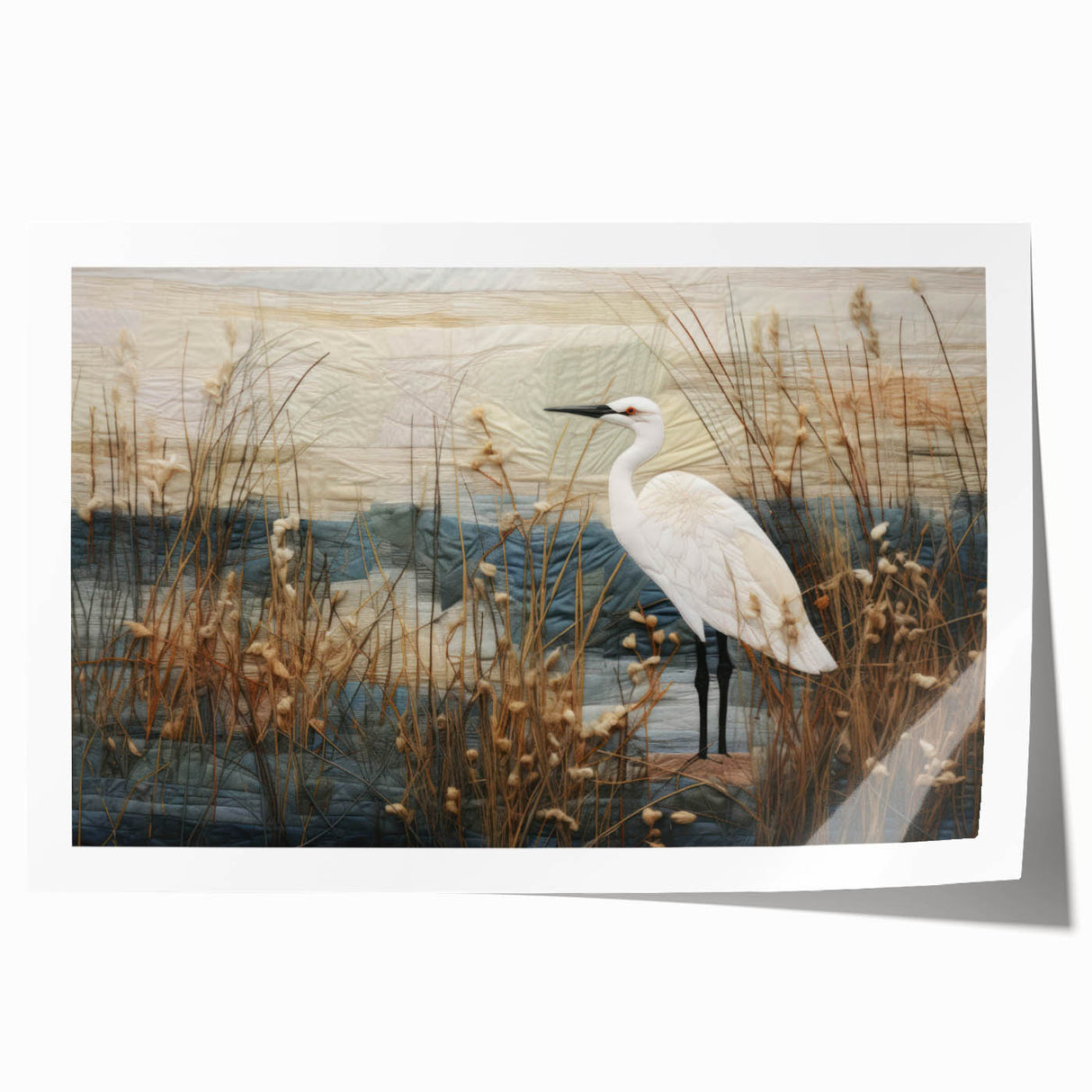 Lush green marsh landscape wall art print showcasing vibrant flora and reflective water, perfect for nature enthusiasts and home decor accents.