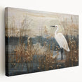 Stretched canvas wall art depicting a serene marsh landscape with lush greenery, vibrant reflections in the water, and soft, natural lighting, perfect for nature-themed decor.