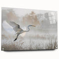 Acrylic glass wall art showcasing a vibrant swamp landscape design with lush greenery and tranquil water reflections, elegantly displayed from a side view with decorative pins.